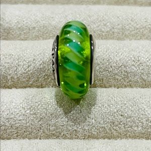 PANDORA Green Zig Zag S925 Murano Glass Charm